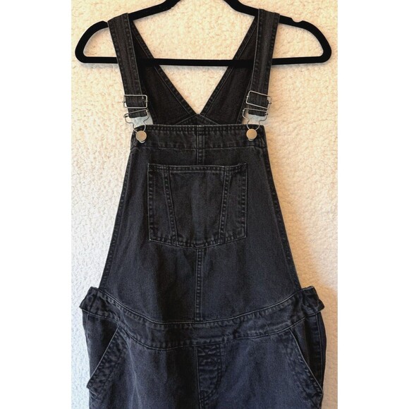 Womens ASOS Maternity Overalls Sz 6 Black Denim Cotton Blend Cropped Side Straps - Picture 3 of 10